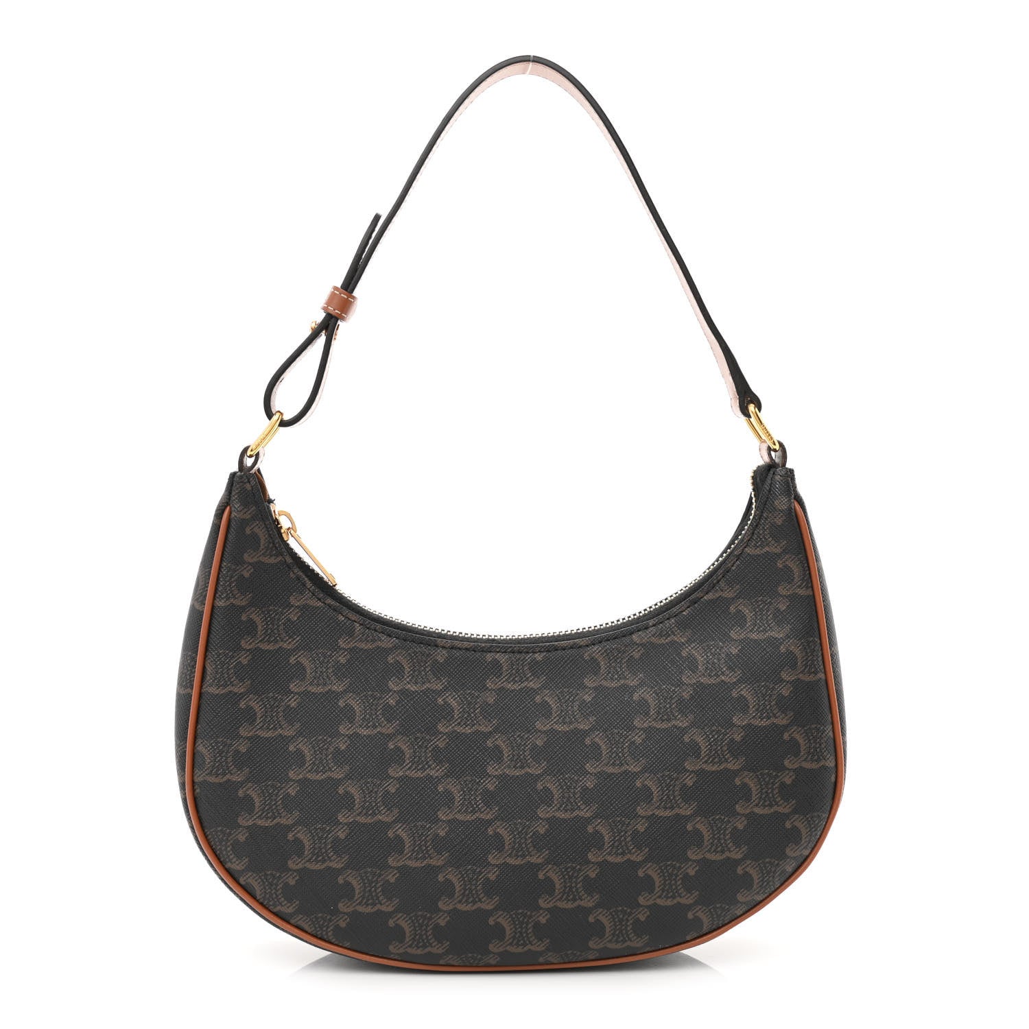 Celine Triomphe Canvas Calfskin Ava Shoulder Bag Tan 1 of 11