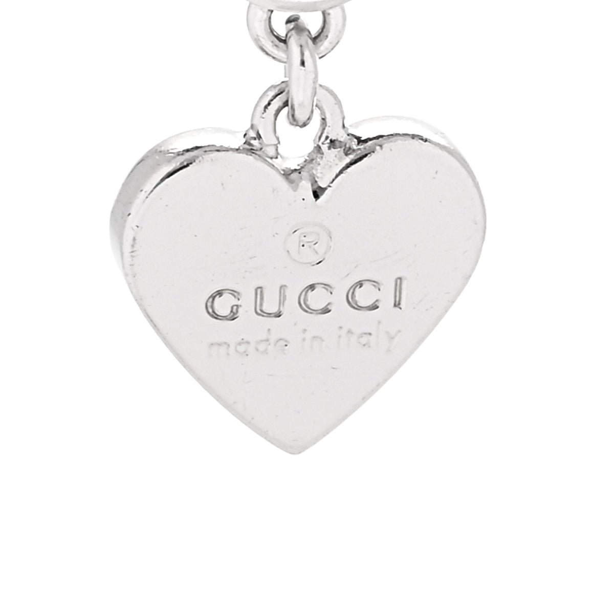 Gucci Sterling Silver Crystal Trademark Heart Pendant Necklace Red 6 of 6