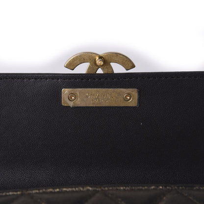 Chanel Metallic Calfskin Quilted Medium CC Chic Flap Wallet Dark Gold Grey 10 of 10