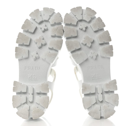 Prada Foam Rubber Metal Triangle Logo Monolith 55mm Cage Sandals 37 White 5 of 11