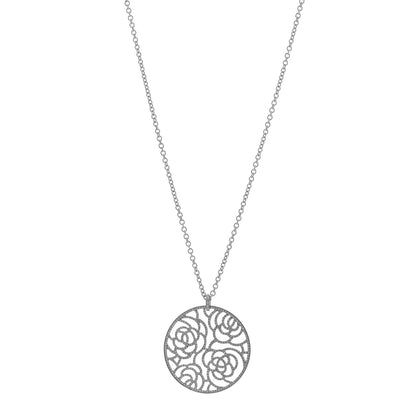 Chanel 18K White Gold Diamond Camelia Pendant Necklace 1 of 4