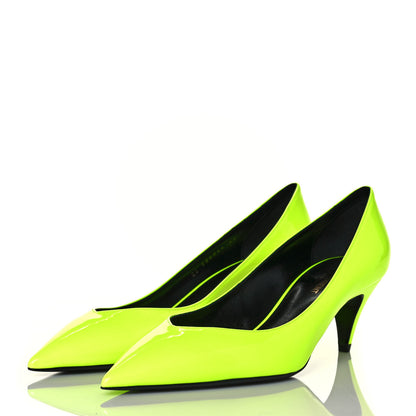Saint Laurent Patent Calfskin Kiki 55 Pumps 40 Neon Yellow 3 of 9