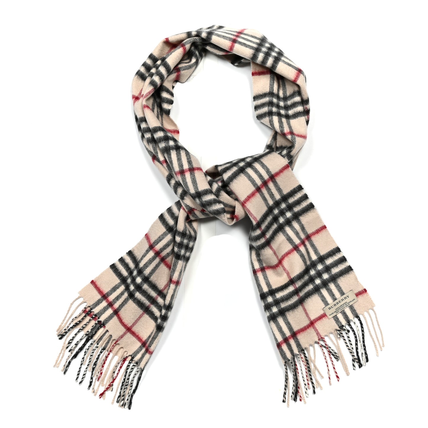 Cashmere Nova Check Fringe Scarf Ivory