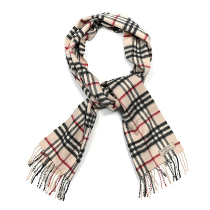 Burberry Cashmere Nova Check Fringe Scarf Ivory 1 of 3