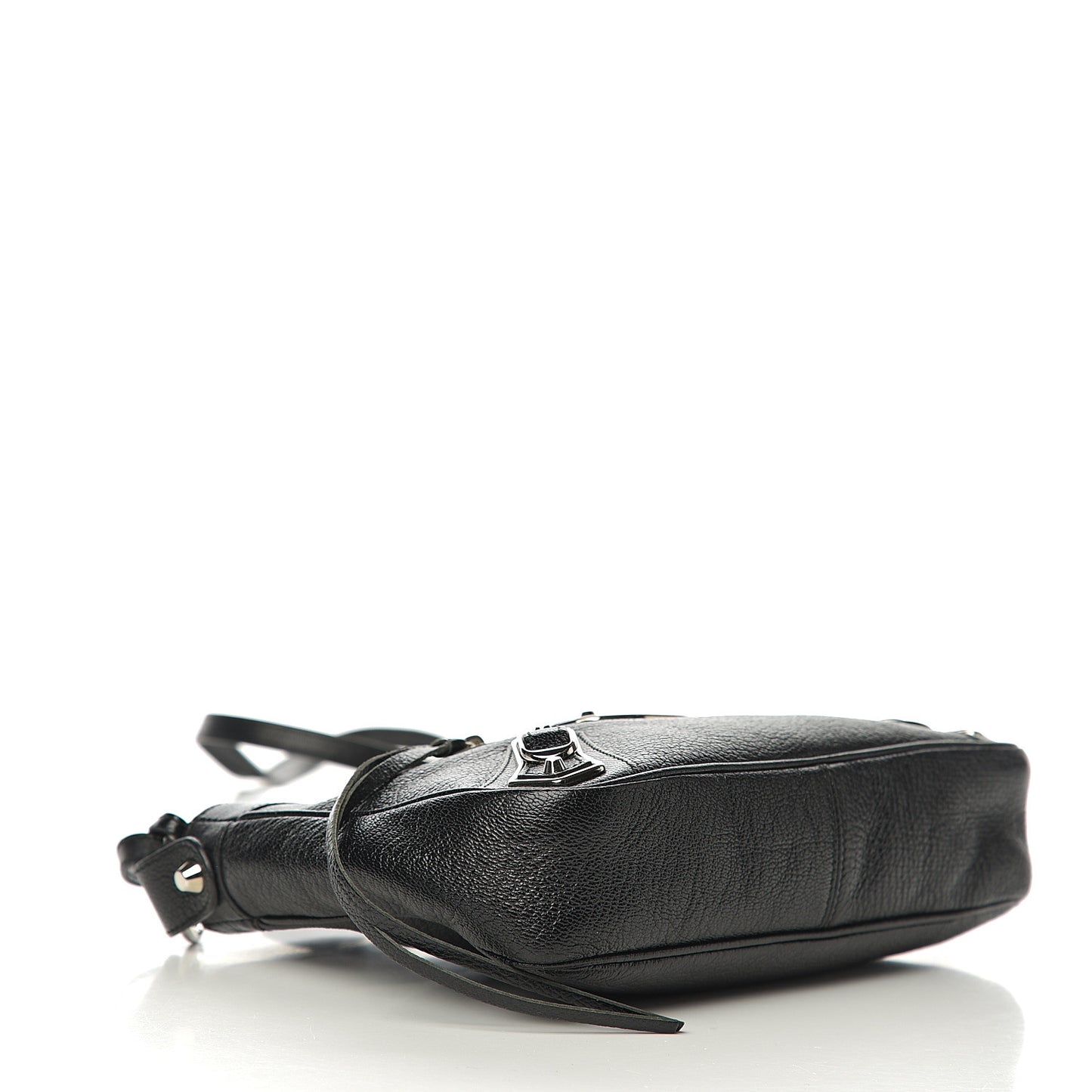Chevre Silver Metallic Edge Hardware Hip Black