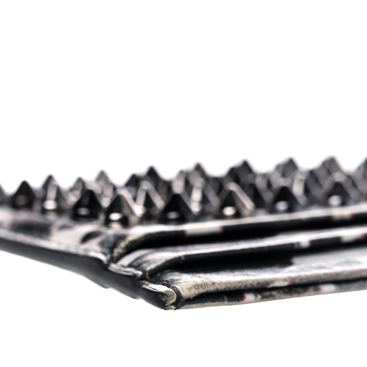 Christian Louboutin Calfskin Marble Print Spikes Card Holder Black 10 of 11