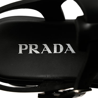 Prada Foam Rubber Triangle Logo Monolith 55mm Cage Sandals 39 Black 7 of 9