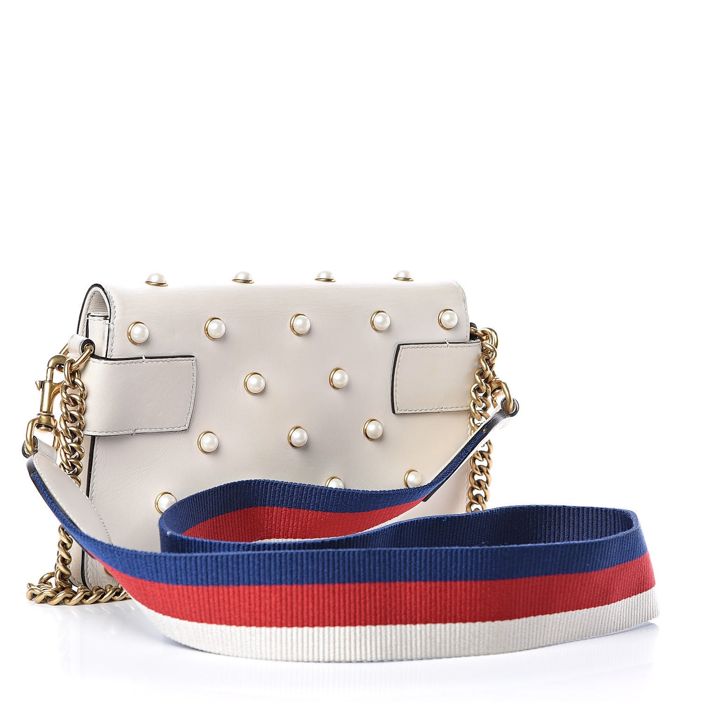Nappa Pearl Studded Mini Queen Margaret Broadway Shoulder Bag Mystic White