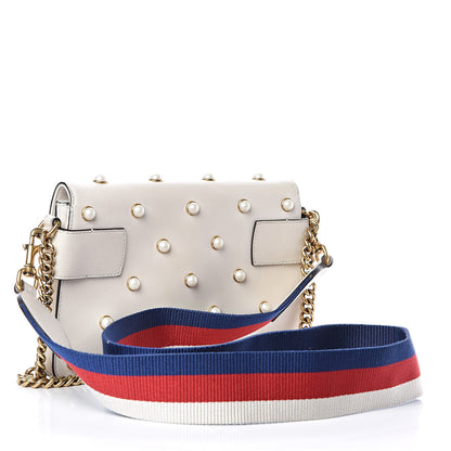 Gucci Nappa Pearl Studded Mini Queen Margaret Broadway Shoulder Bag Mystic White 3 of 15