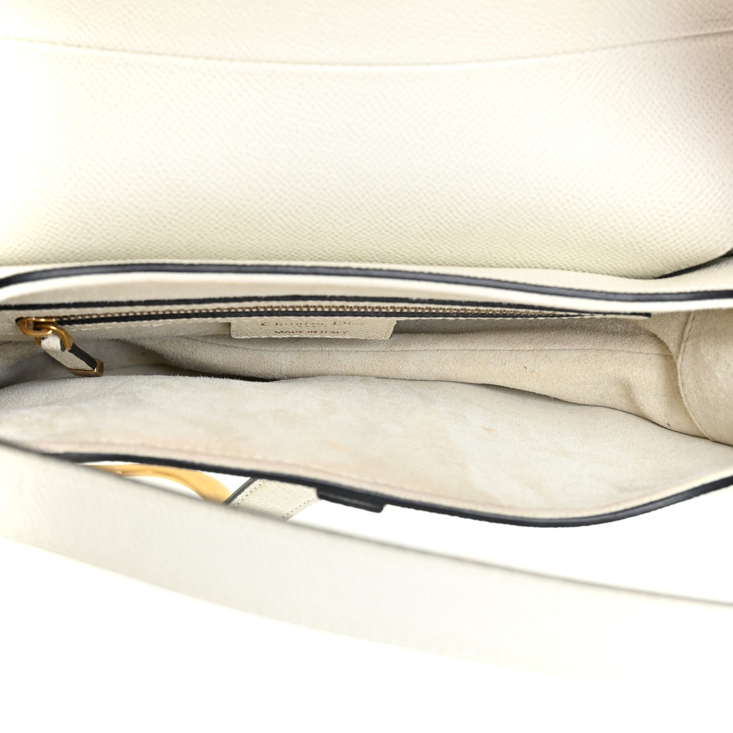 Grained Calfskin Saddle Bag White