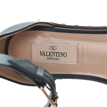 Valentino Garavani Satin Soul Rockstud Ankle Strap Flat Sandals 36 Green 7 of 9