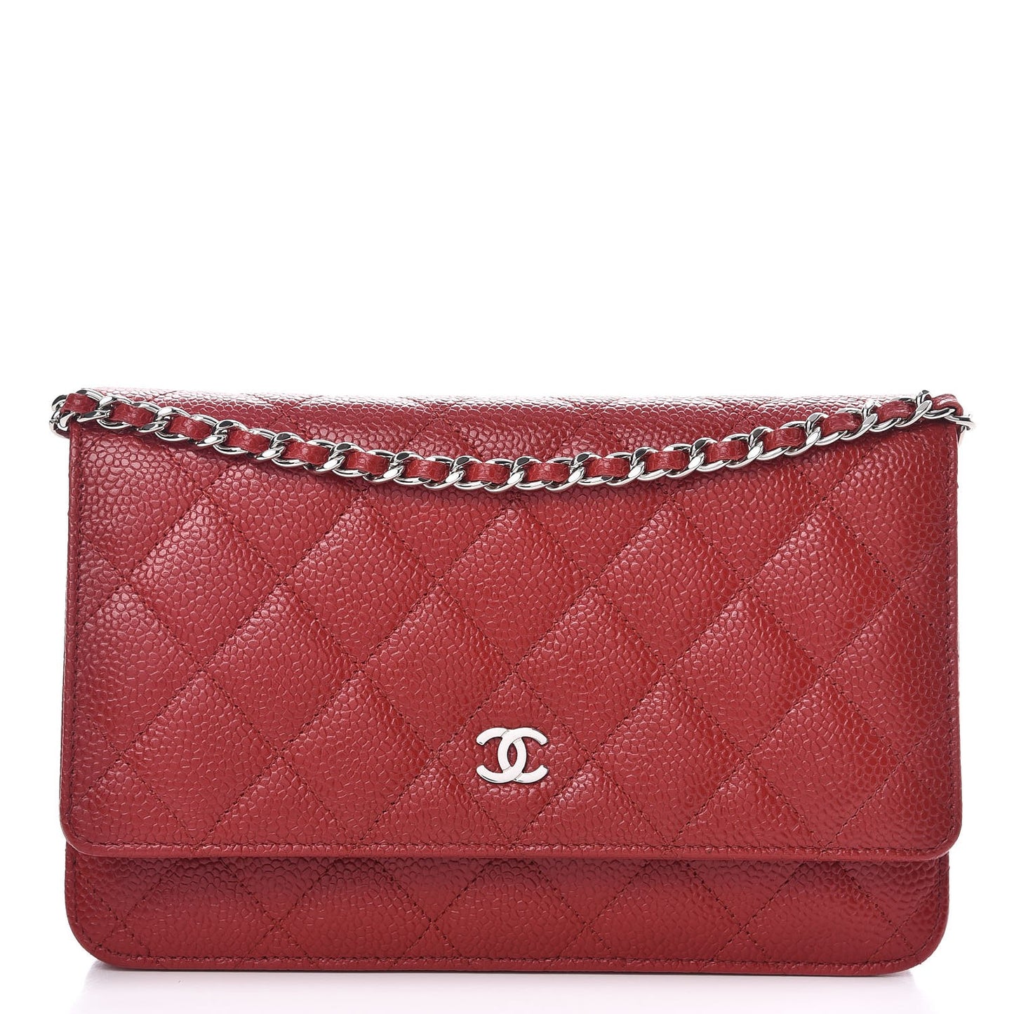 Caviar Quilted Wallet on Chain WOC Red