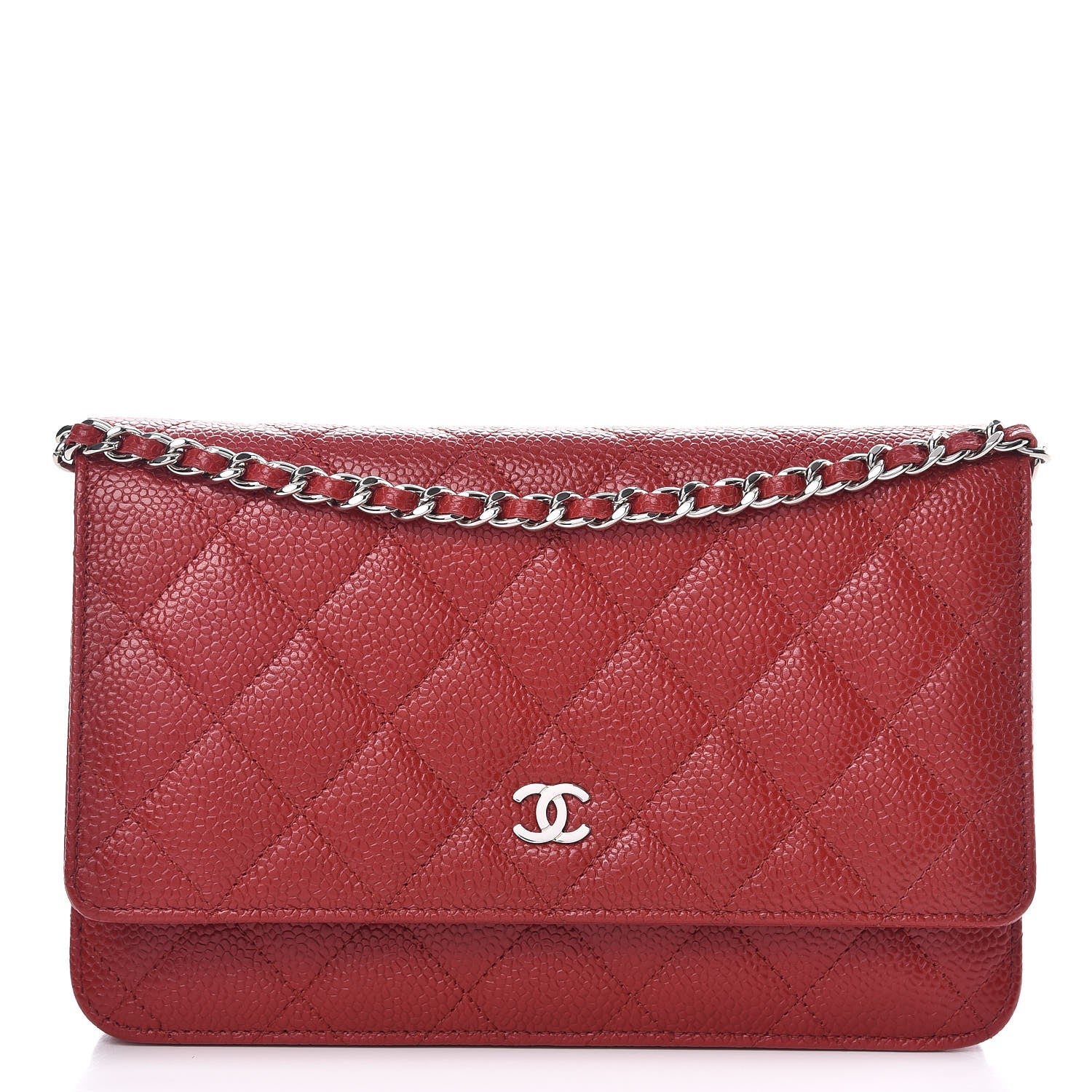 Chanel Caviar Quilted Wallet on Chain WOC Red 1 of 10