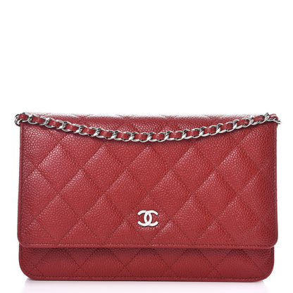 Chanel Caviar Quilted Wallet on Chain WOC Red 1 of 10