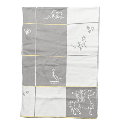 Hermes Wool Cashmere Cabriole Blanket Gris Perle 1 of 3