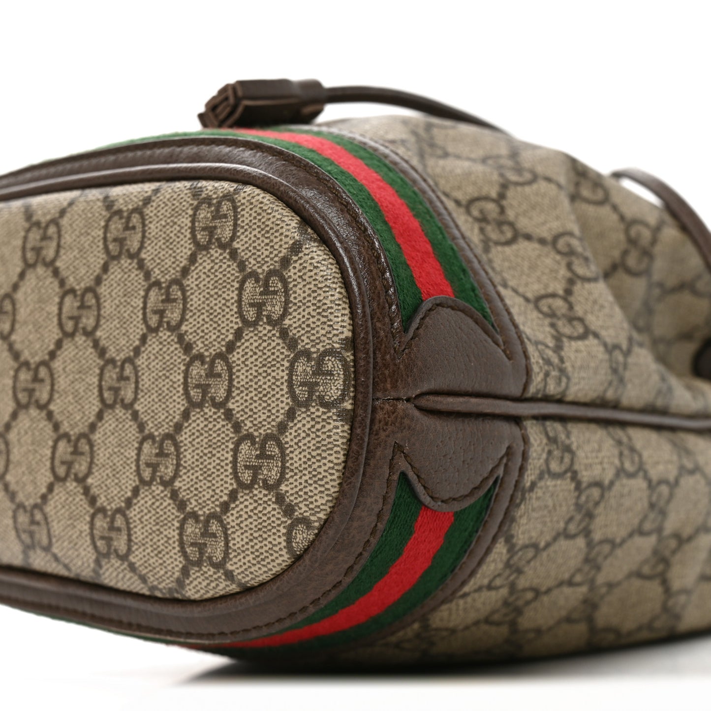 GG Supreme Monogram Web Small Ophidia Bucket Bag Brown