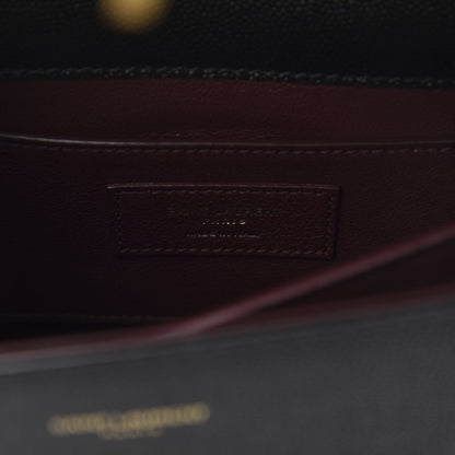 Saint Laurent Grain de Poudre Mini Classic Monogram Cassandra Top Handle Black Rouge Legion 7 of 10