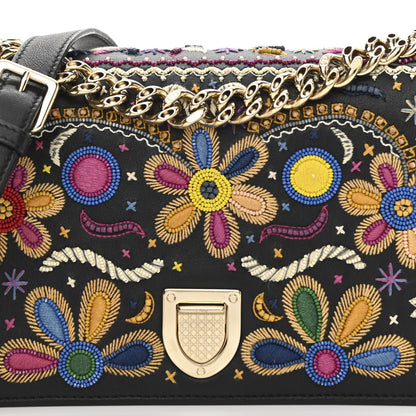 Christian Dior Lambskin Floral Embroidered Diorama Flap Bag Black Multicolor 8 of 10