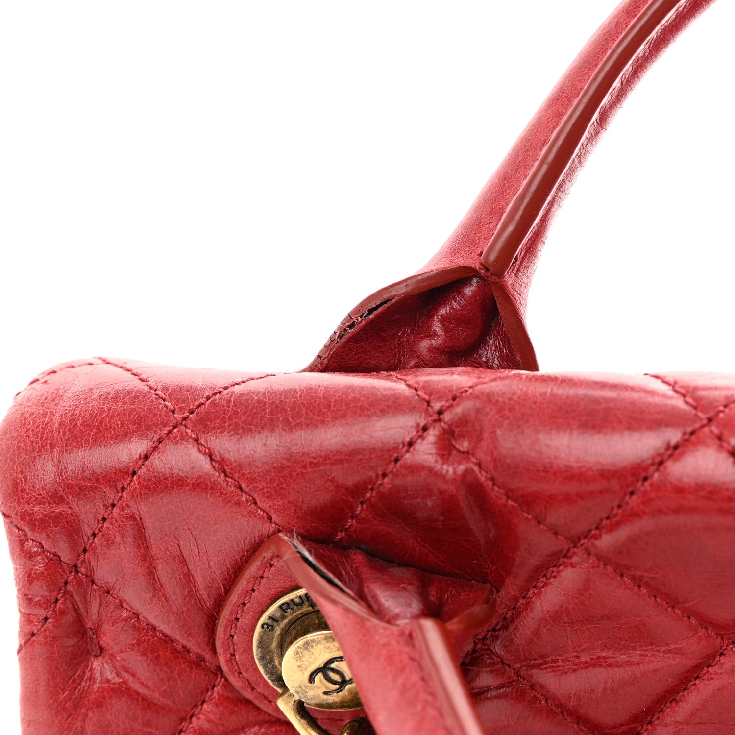 Chanel Glazed Calfskin Castle Rock Medium Flap Red 9 of 18