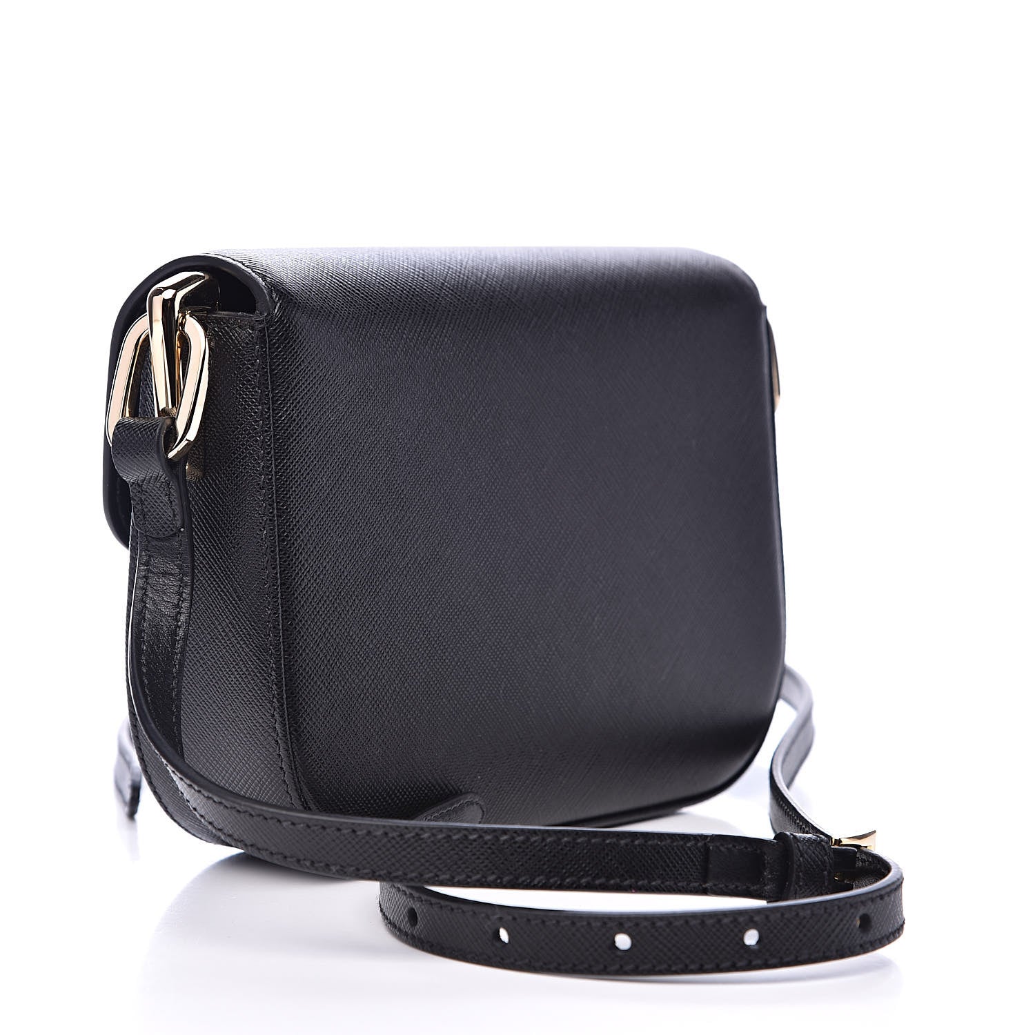 Prada Saffiano Lux Embleme Flap Shoulder Bag Black 3 of 8