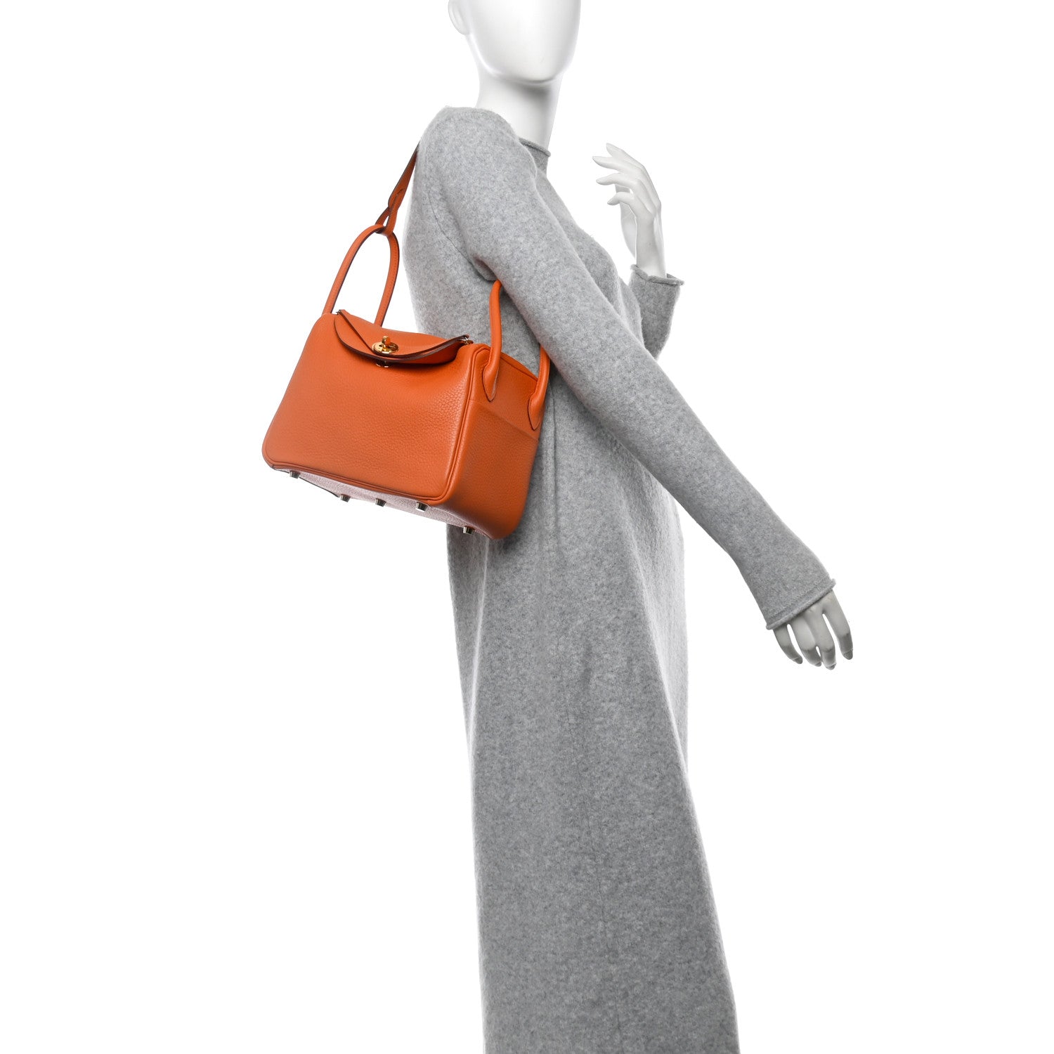 Hermes Taurillon Clemence Lindy 26 Orange 2 of 11