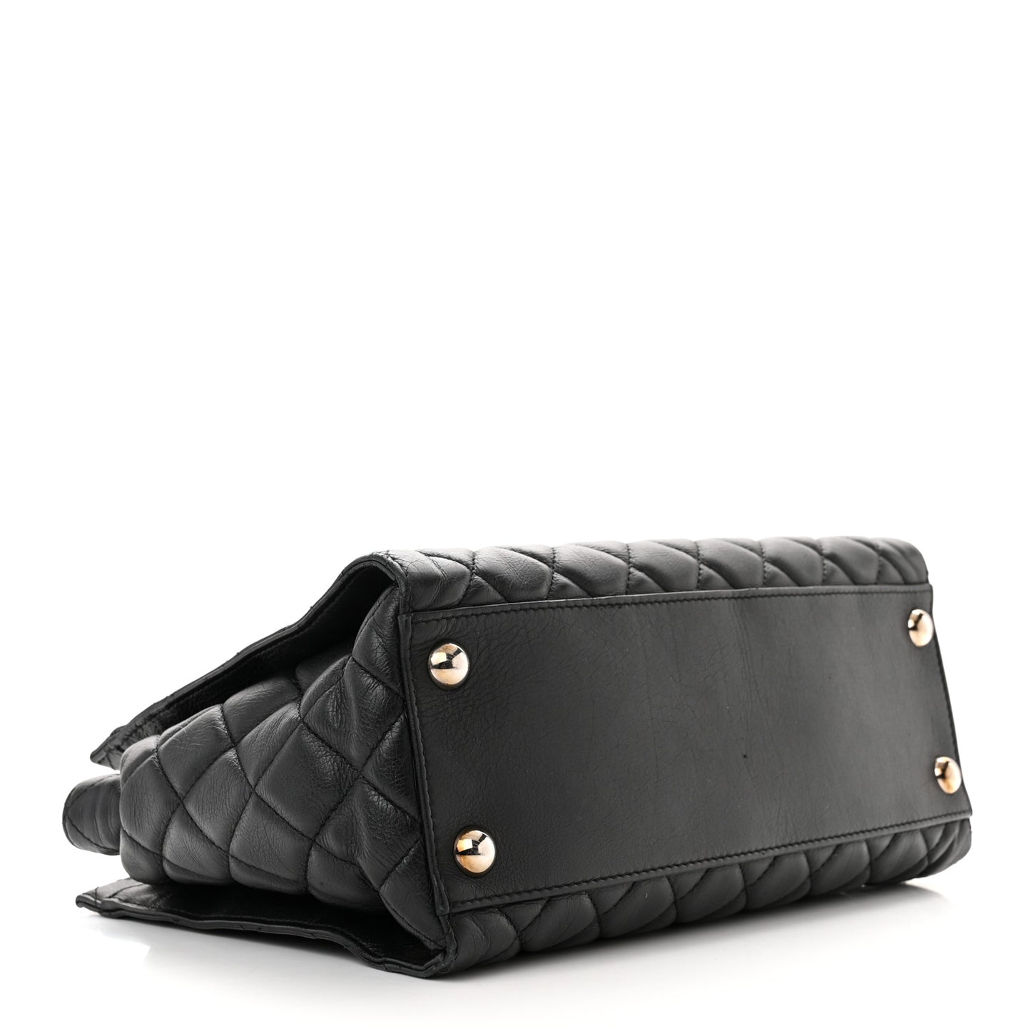 Calfskin Quilted Small Chic and Soft Shopping Tote Black