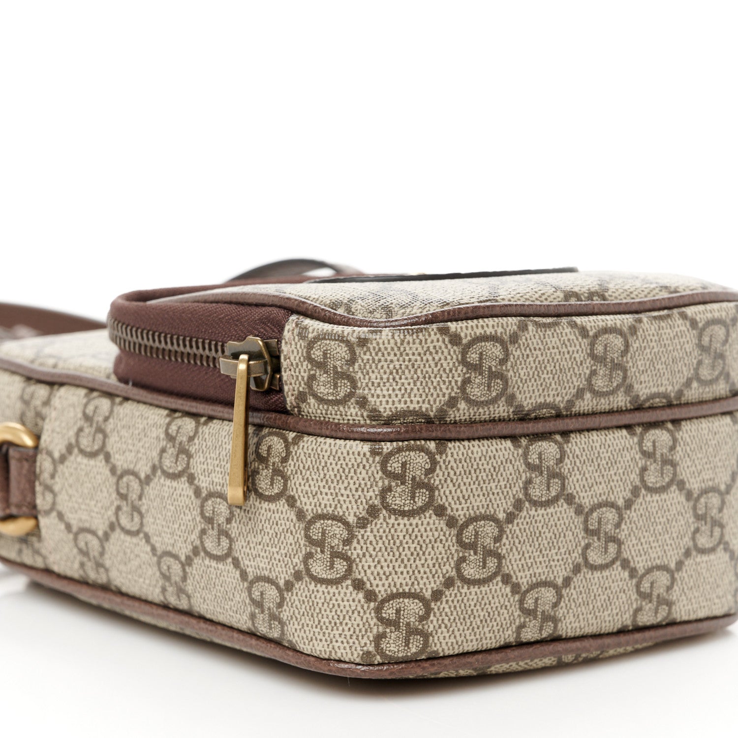 Gucci GG Supreme Monogram Mini Neo Vintage Double Zip Messenger Bag Beige New Acero Crop 9 of 10