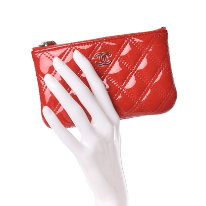 Chanel Patent Quilted Small Cosmetic Case Red 2 of 9