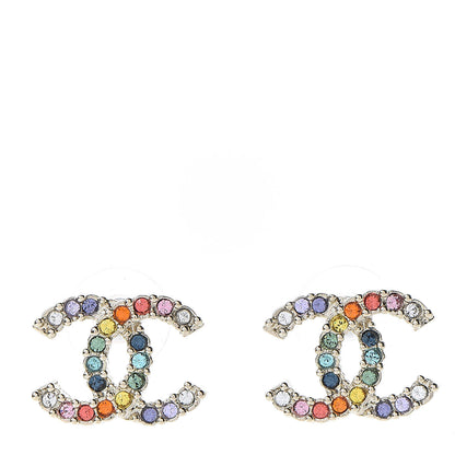 Chanel Crystal Over The Rainbow CC Earrings Gold Multicolor 1 of 5