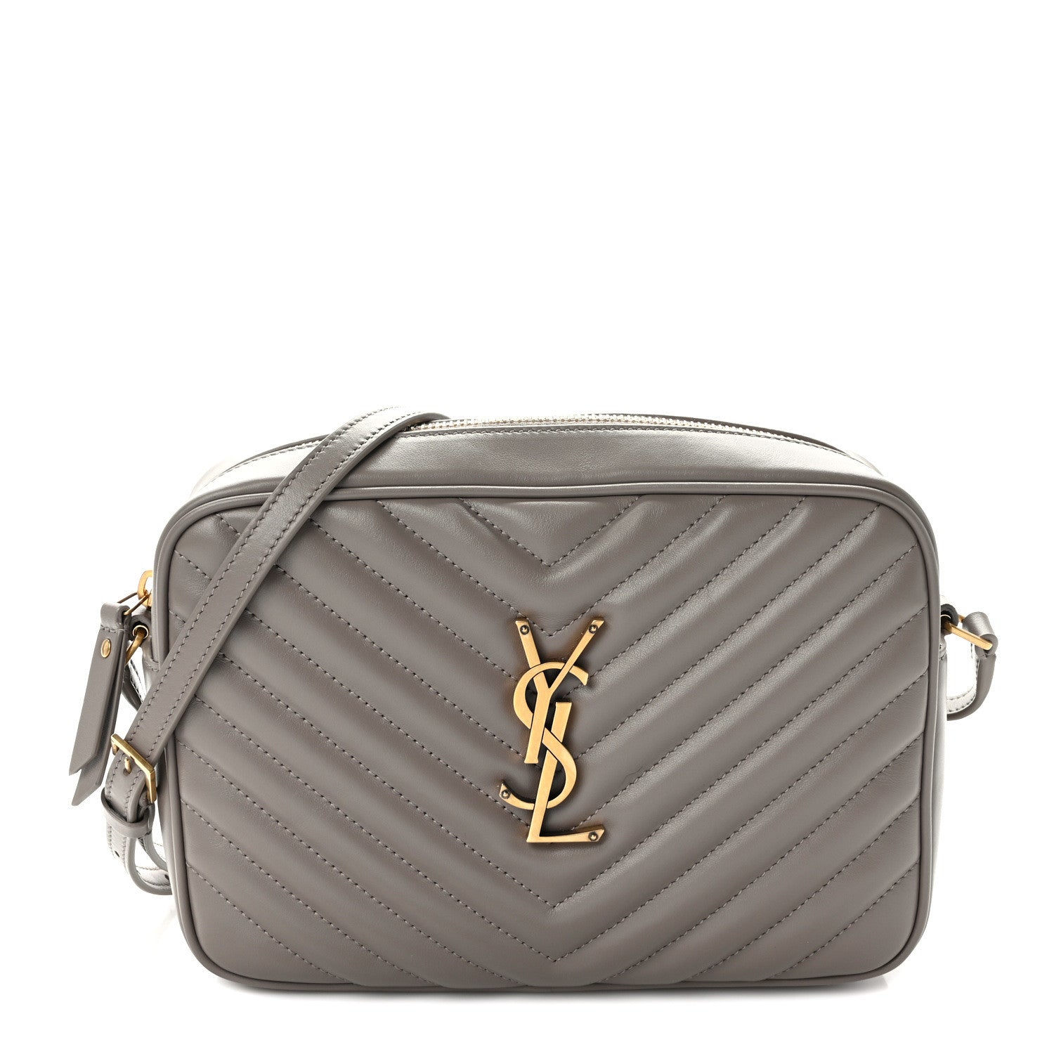 Saint Laurent Calfskin Matelasse Monogram Lou Camera Bag Greyish Brown 1 of 9