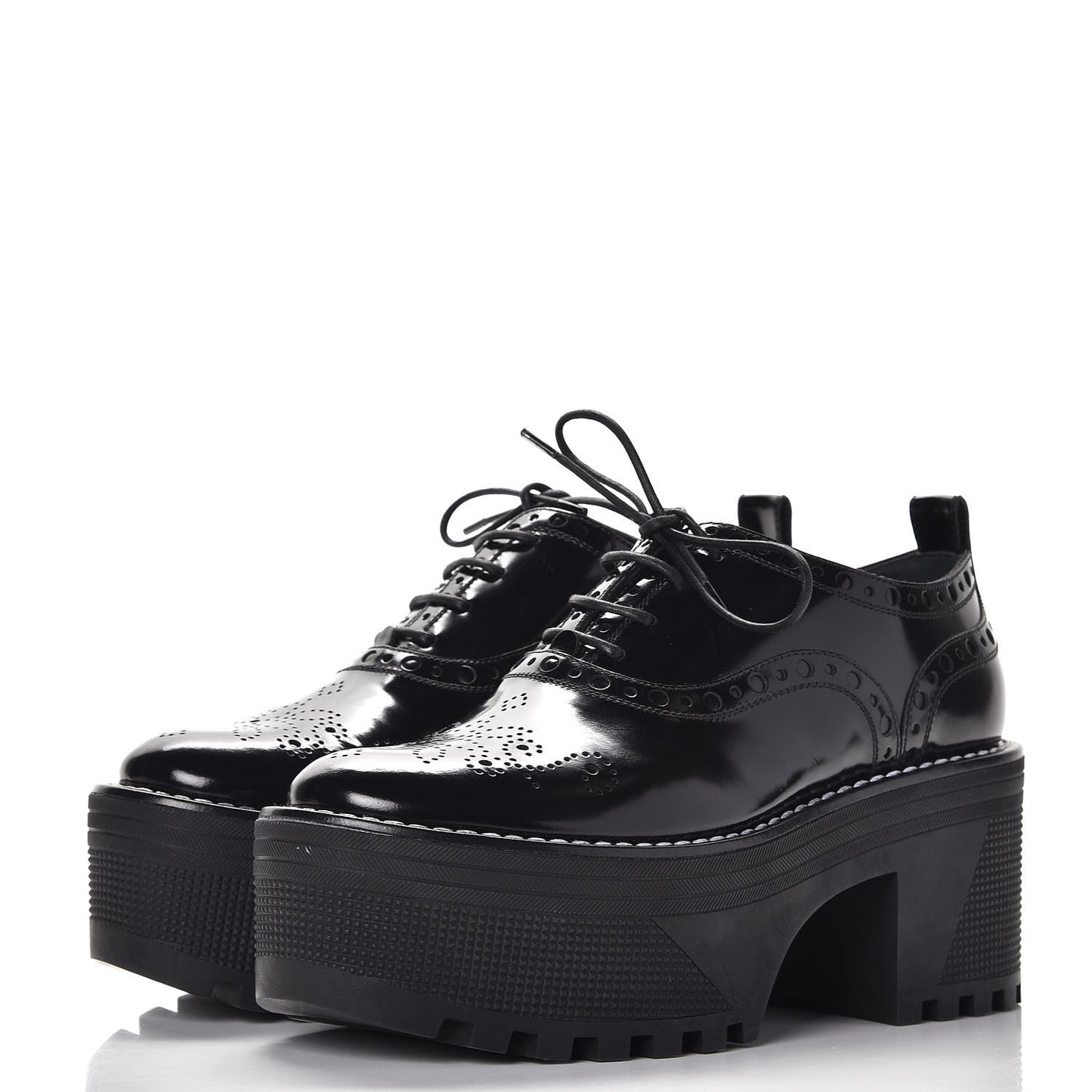 Calfskin Fighter Richelieu Platform Boots 36 Black