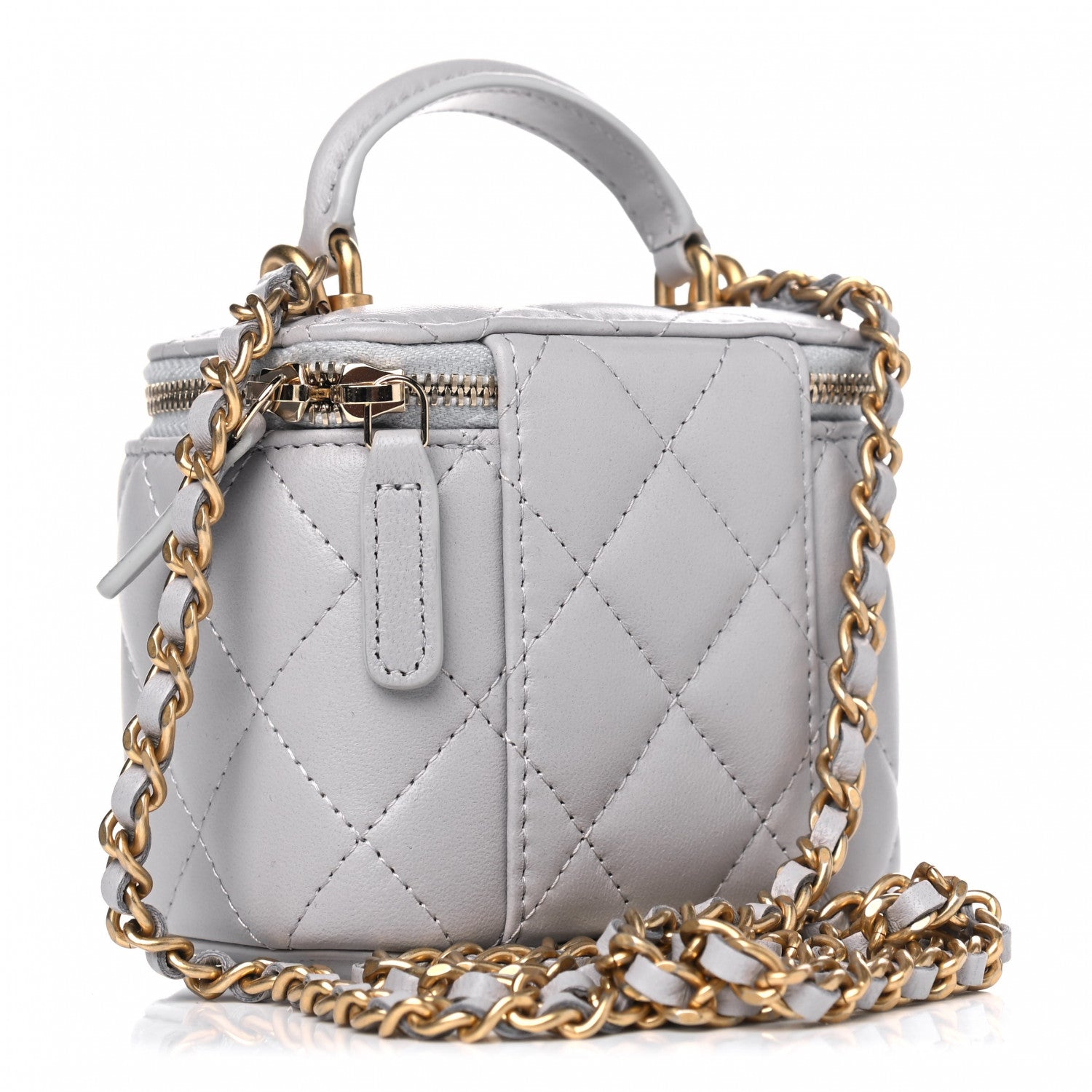 Chanel Lambskin Quilted Top Handle Mini Vanity Case With Chain Grey 2 of 5