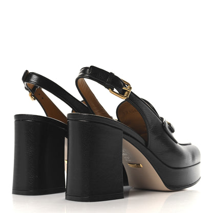 Gucci Quentin Granada Kid Horsebit Slingbacks Pumps 37 Black 5 of 9