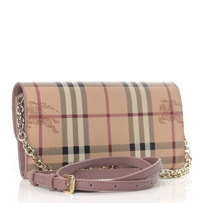 Burberry Haymarket Check Henley Wallet On Chain Dusty Pink 3 of 10
