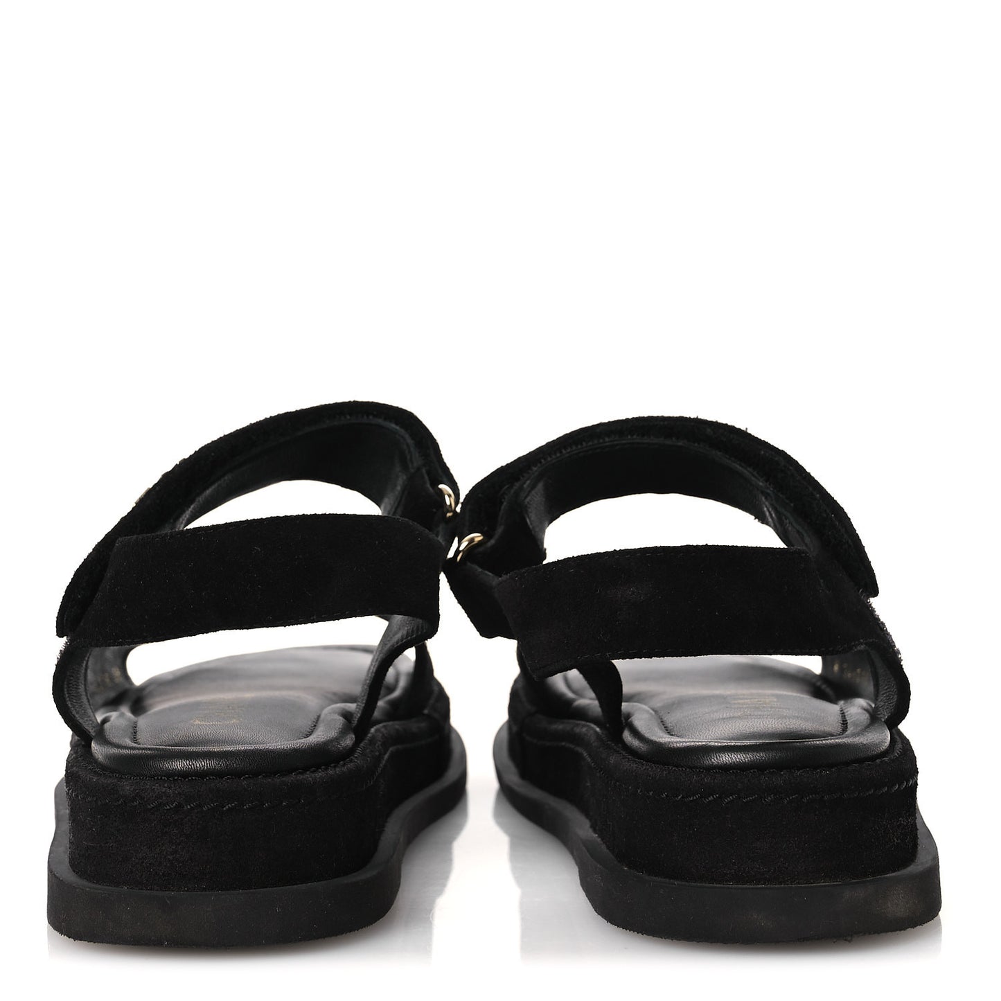 Suede Calfskin Dad Sandals 38 Black
