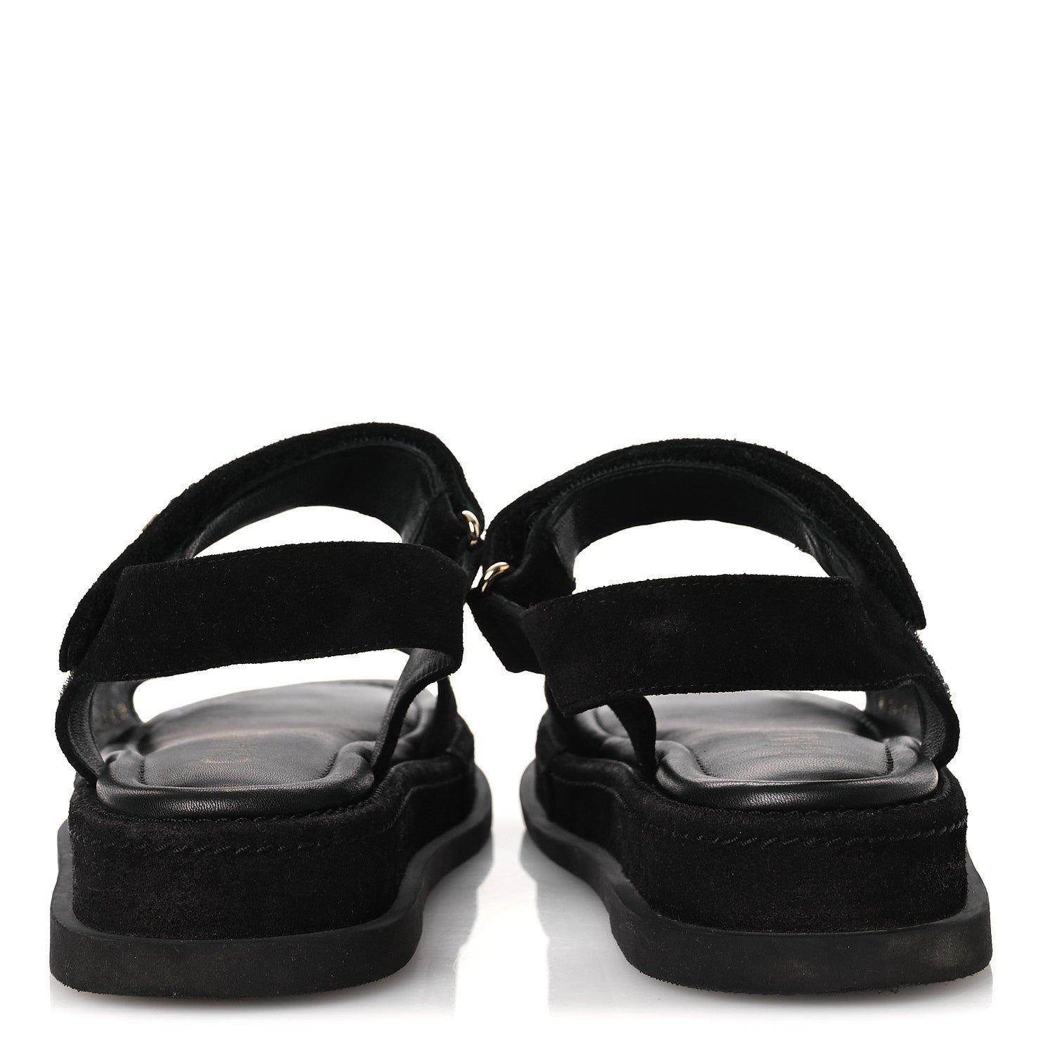 Chanel Suede Calfskin Dad Sandals 38 Black 6 of 11