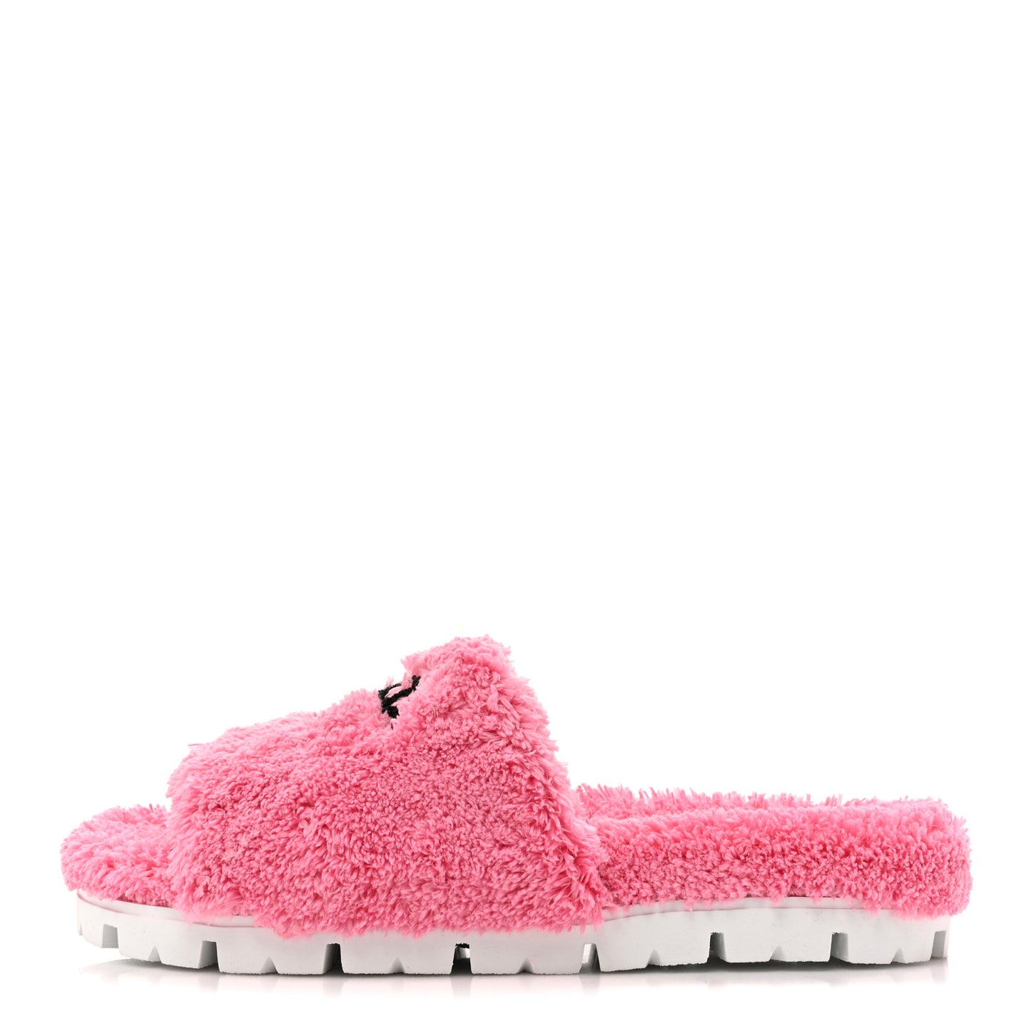 Terry Cloth Logo Lug Sole 20mm Slide Sandals 36 Petalo Black