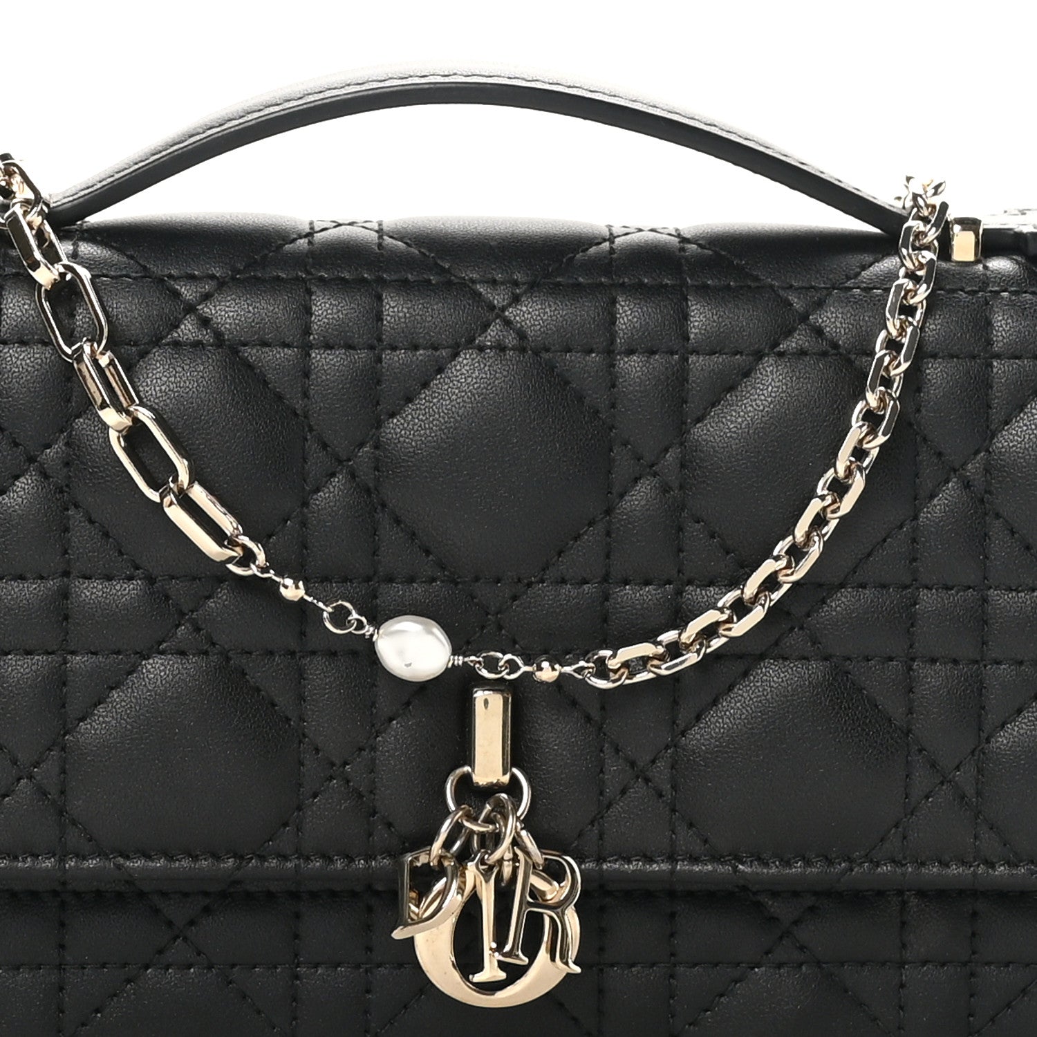 Christian Dior Lambskin Lady Dior Top Handle Clutch Black 7 of 9