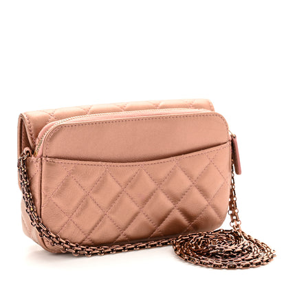 Chanel Metallic Grained Calfskin Quilted 2.55 Reissue Phone Holder With Chain Copper 3 of 13