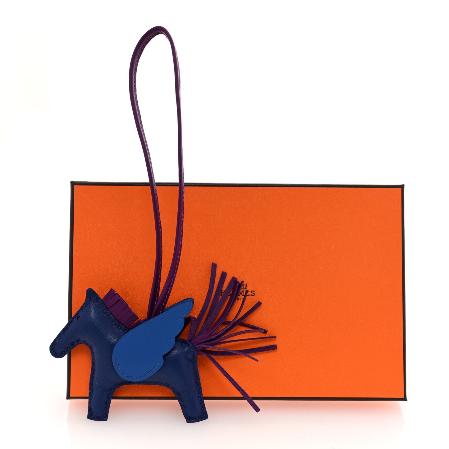 Milo Lambskin Grigri Rodeo Pegase Horse Bag Charm MM Bleu Saphir Violet Bleu France