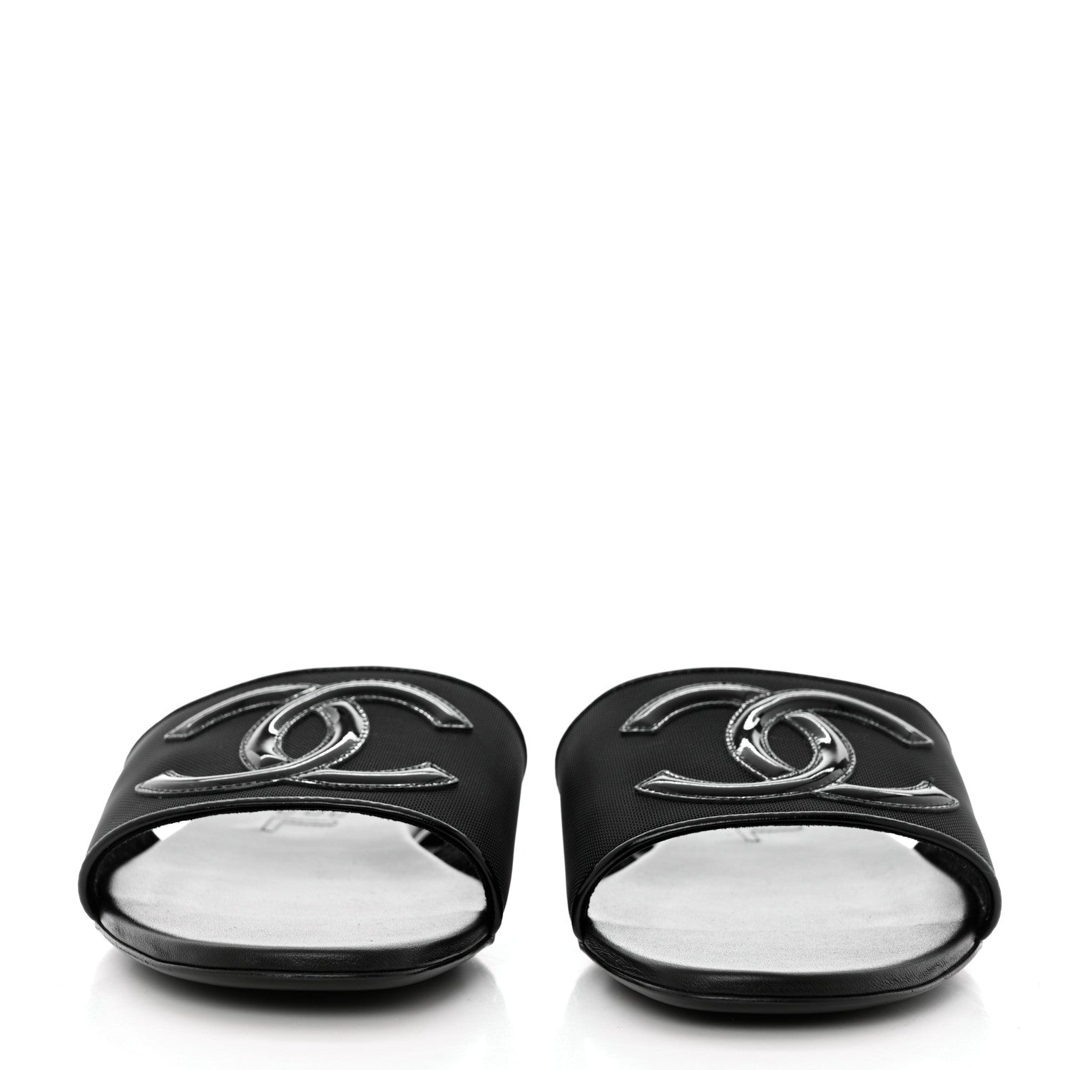Chanel Mesh Patent Calfskin CC Mules 39.5 Black 2 of 9