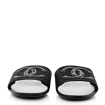 Chanel Mesh Patent Calfskin CC Mules 39.5 Black 2 of 9