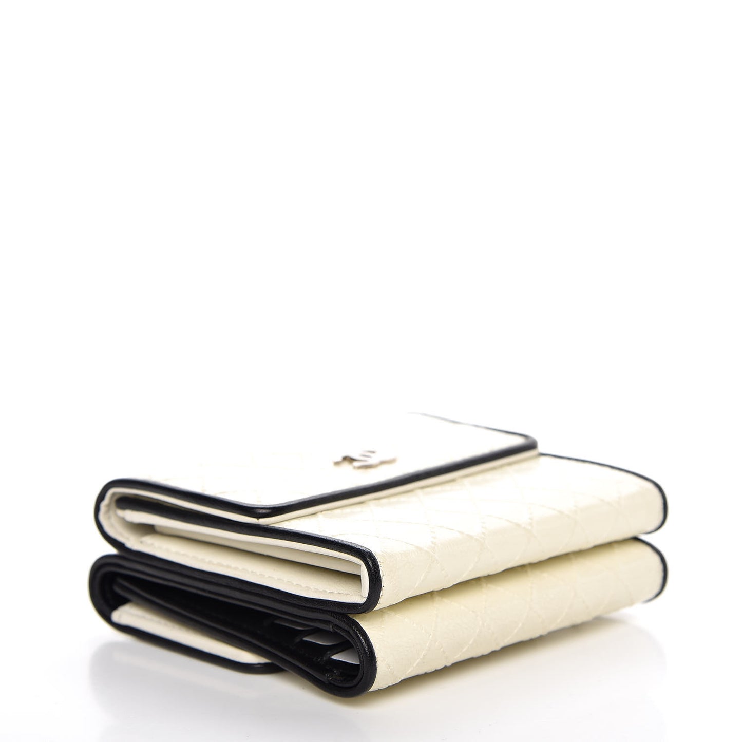 Calfskin Diamond Stitch CC Compact Wallet Ivory
