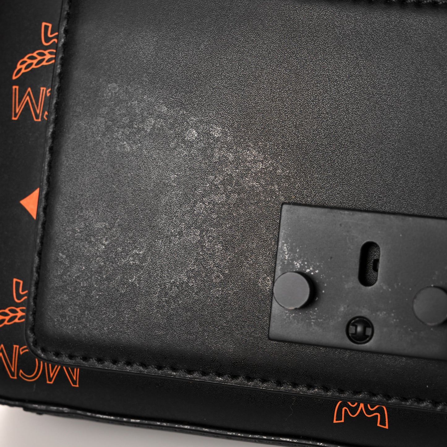 Calfskin Color Splash Logo Crossbody Small Black Orange