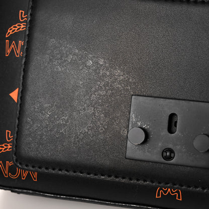 MCM Calfskin Color Splash Logo Crossbody Small Black Orange 11 of 13
