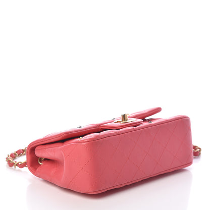 Chanel Lambskin Quilted Studded Mini Rectangular Flap Pink 4 of 10