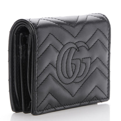 Gucci Calfskin Matelasse GG Marmont Card Case Wallet Black 3 of 8