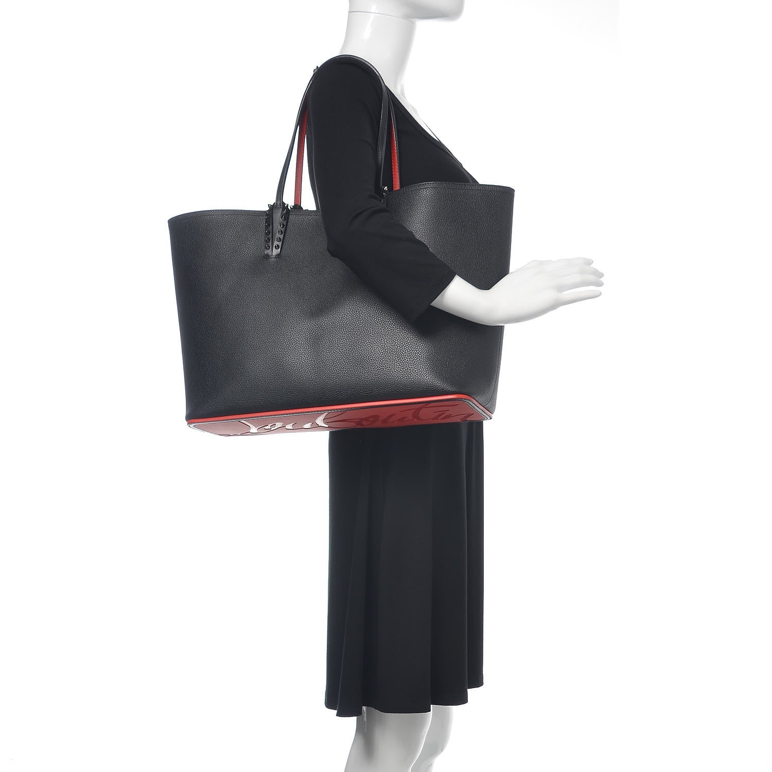 Christian Louboutin Calfskin Spikes East West Cabata Tote Black 2 of 10