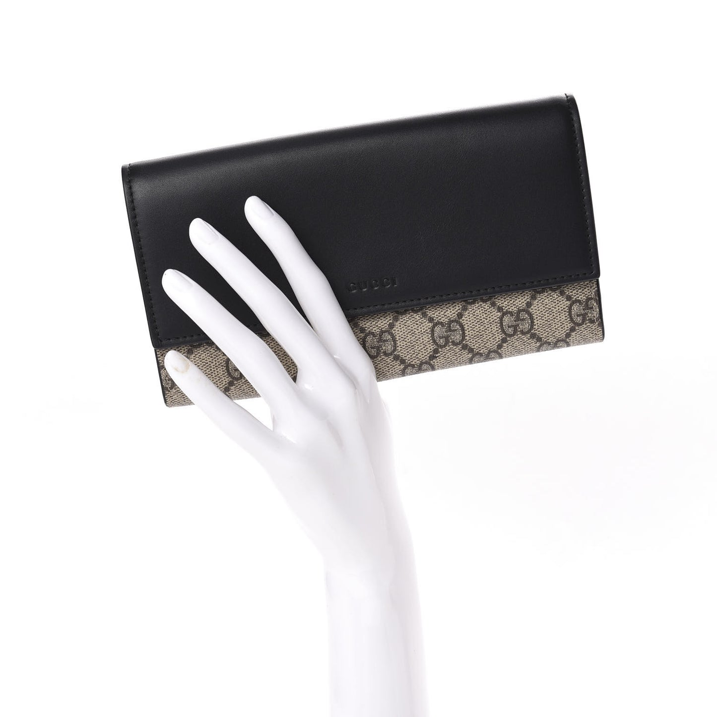 Calfskin GG Supreme Monogram Continental Wallet Black