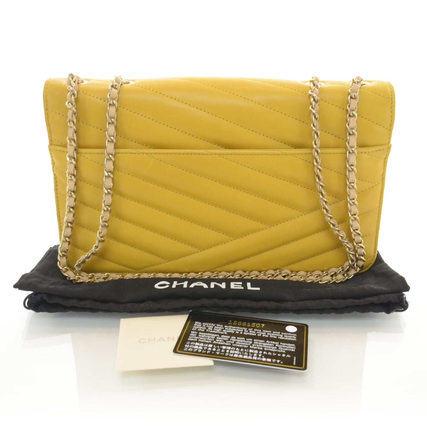 Calfskin Gabrielle Chevron Flap Yellow
